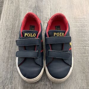Polo Ralph Lauren Toddler Boy's Geoff-II-EZ Navy/Red Sneakers Shoes Size 10